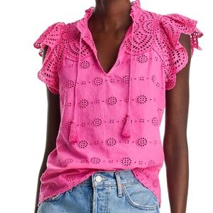 Aqua Pink Eyelet Top